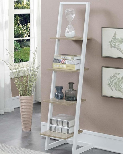 Convenience Concepts Designs2Go 4 Tier Ladder Bookshelf, Ice White / White - LeafyLoom