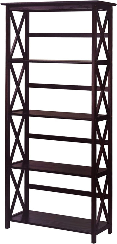 Casual Home Montego 5-Shelf Bookcase, Espresso (New) - LeafyLoom