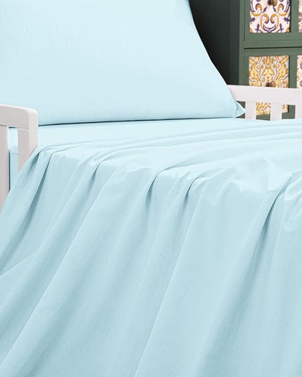 NTBAY Toddler Bedding Set - 4 Piece Soft and Breathable Crib Bedding Set for Boys and Girls, Includes Quilted Comforter, Fitted Sheet, Flat Top Sheet and Envelope Pillowcase, Aqua - LeafyLoom
