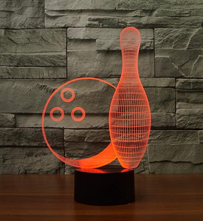 Creative Bowling Bottle 3D Night Light USB Powered Touch Switch Remote Control LED Decor Optical Illusion 3D Lamp 7/16 Colors Changing Children Kids Toy Christmas Xmas Brithday Gift - LeafyLoom