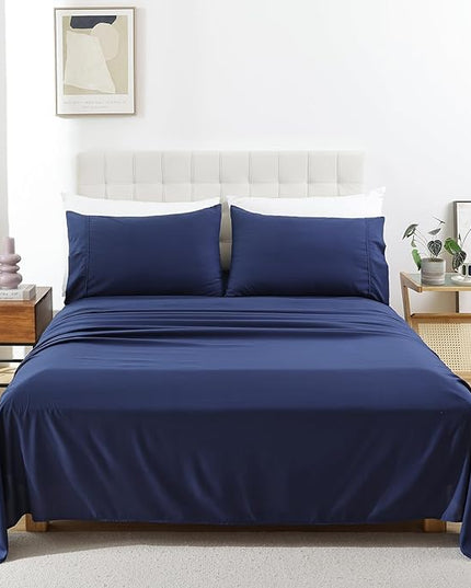 Whitney Home Textile Queen Sheet Set - 4 Piece Soft Breathable Bed Sheets for Queen Size Bed, Deep Pocket Lxuury Brushed Sheets, Hotel Bedding Sheets and Pillowcases, Wrinkle Free Oeko-Tex Sheets - LeafyLoom