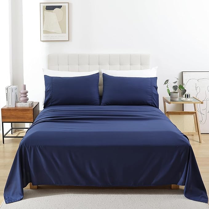 Whitney Home Textile Queen Sheet Set - 4 Piece Soft Breathable Bed Sheets for Queen Size Bed, Deep Pocket Lxuury Brushed Sheets, Hotel Bedding Sheets and Pillowcases, Wrinkle Free Oeko-Tex Sheets - LeafyLoom