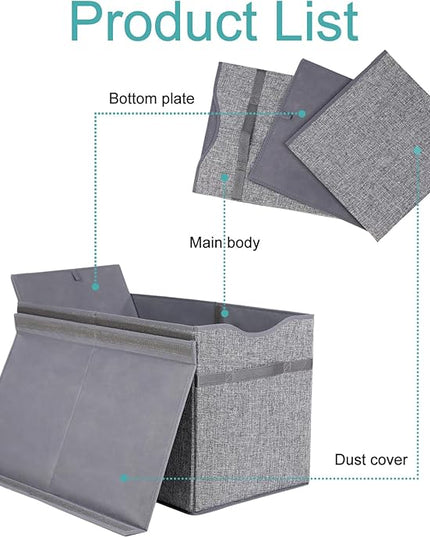 VICTOR'S Kids Toy Box Chest - Extra Large Lightweight Collapsible Toy Storage Organizer Boxes Bins Baskets for Kids, Boys, Girls, Nursery Room, Playroom, Closet (Linen Gray) - LeafyLoom