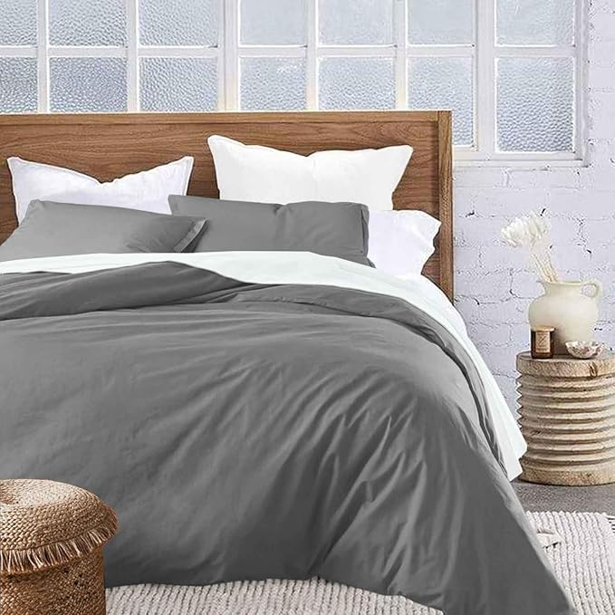 ETDIFFE Grey Comforter Set Twin/Twin XL Size, 2pc Aesthetic Modern Gray Bedding Set - Soft & Lightweight All Season Extra Long Microfiber Down Alternative Bed Comforter with 1 Pillow Sham - LeafyLoom