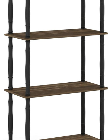 Furinno Turn-N-Tube 4-Tier Multipurpose Shelf Display Rack, Classic Tubes, Columbia Walnut/Black - LeafyLoom