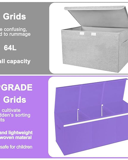 Extra Large Toy Box for Girls Boys - Collapsible Toy Chest Boxes Organizers and Storage for Nursery,Playroom,Office (Violet) 35.8"x12.6"x16" - LeafyLoom
