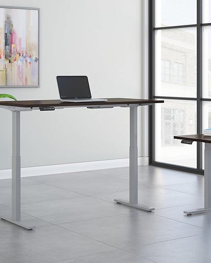 Bush Business Furniture Move 60 Series Electric Ergonomic Sit-Stand Computer Table for Home and Professional Office, 60W x 30D, Mocha Cherry - LeafyLoom