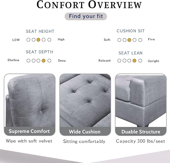 104" Modern L-Shape Sectional Sofa with Reversible Chaise &Storage Ottoman, Velvet Upholstered Couch w/Cup Holder, for Living Room, Apartment, 104 Inch, Gray - LeafyLoom