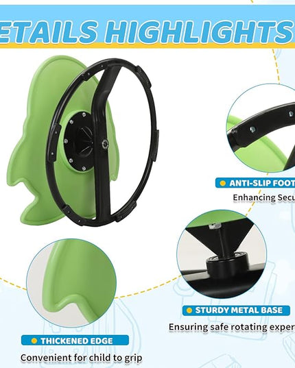 Sensory Spinning Chair for Kids, Autistic Childs Swivel Chair, Sit and Spin Toy, Training Body Coordination, Metal Base Non-Slip Indoor and Outdoor Activity Spins Toys (Penguin-Green) - LeafyLoom