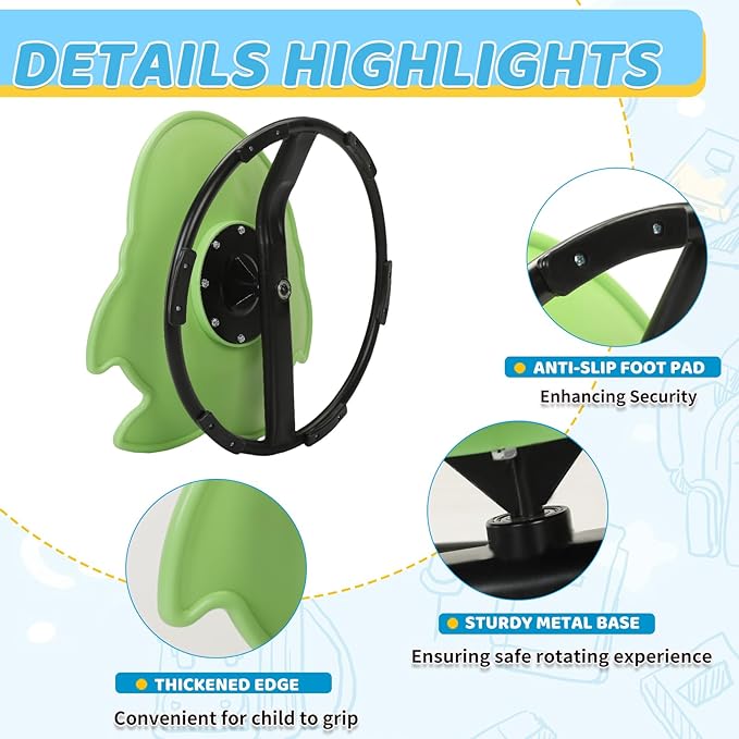 Sensory Spinning Chair for Kids, Autistic Childs Swivel Chair, Sit and Spin Toy, Training Body Coordination, Metal Base Non-Slip Indoor and Outdoor Activity Spins Toys (Penguin-Green) - LeafyLoom