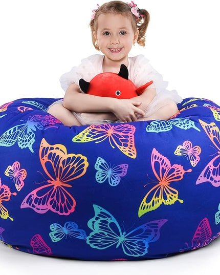 KABOER Bean Bag Cover for Kids,200L Stuffed Animal Storage Bean Bag Chair Cover |Stuffable Zipper Beanbag for Organizing Children Soft Plush Toys (32x29inch) - LeafyLoom