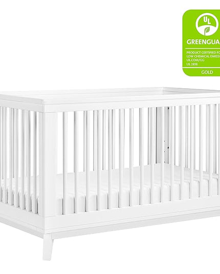 Babyletto Scoot 3-in-1 Convertible Crib with Toddler Bed Conversion Kit in White, Greenguard Gold Certified - LeafyLoom