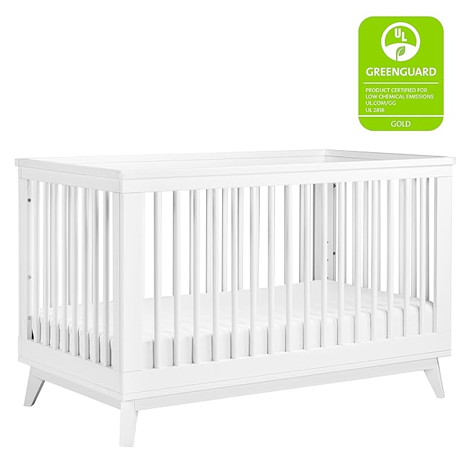 Babyletto Scoot 3-in-1 Convertible Crib with Toddler Bed Conversion Kit in White, Greenguard Gold Certified - LeafyLoom