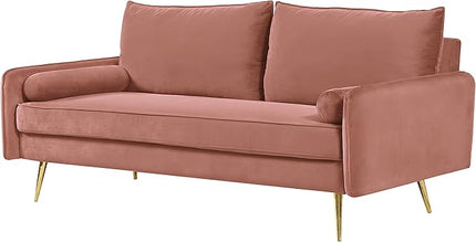 Kent Modern Sofa, European Style Velvet Living Room Furniture with Tapered Legs, Vintage Flair, and Sleek Design, Rose - LeafyLoom