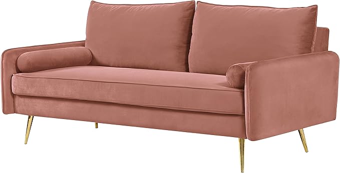 Kent Modern Sofa, European Style Velvet Living Room Furniture with Tapered Legs, Vintage Flair, and Sleek Design, Rose - LeafyLoom