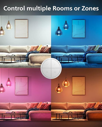 Philips Hue Wall Tap Dial Light Switch, Portable, White - 2 Pack - Requires Hue Lights and Hue Bridge - Smart Home - Easy, No-Wire Installation PhilipsHue
