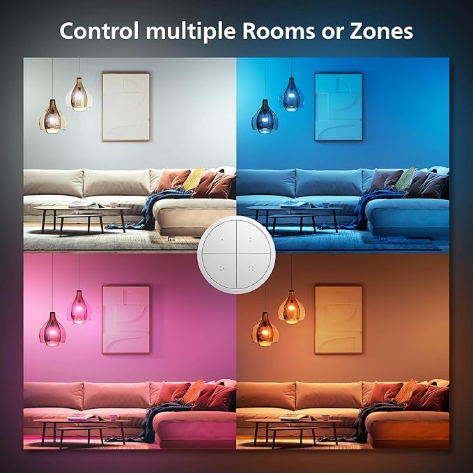 Philips Hue Wall Tap Dial Light Switch, Portable, White - 2 Pack - Requires Hue Lights and Hue Bridge - Smart Home - Easy, No-Wire Installation PhilipsHue