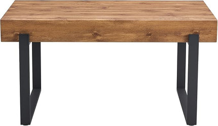 NicBex 59" Dining Table, Modern Kitchen Table, Rectangular Wooden Dinner Table Top and Metal Base for Dining Room, Home Office, Living Room Furniture, Easy Assembly, Natural Wood Wash - LeafyLoom