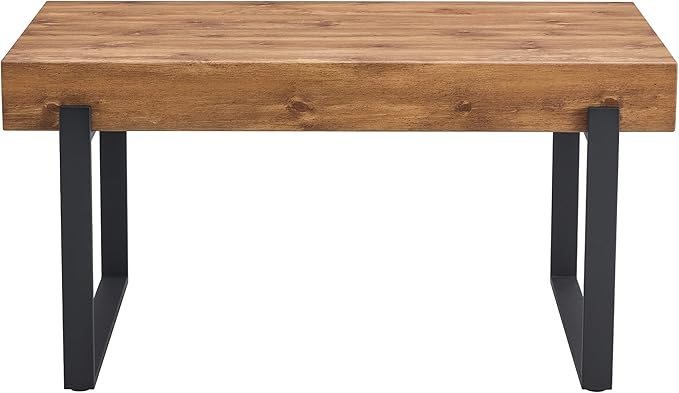 NicBex 59" Dining Table, Modern Kitchen Table, Rectangular Wooden Dinner Table Top and Metal Base for Dining Room, Home Office, Living Room Furniture, Easy Assembly, Natural Wood Wash - LeafyLoom