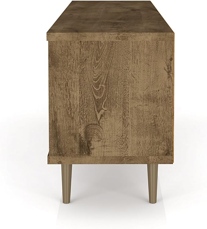 Manhattan Comfort Liberty Mid Century Modern TV Stand for Televisions up to 60 Inches, Bedroom and Living Room Entertainment Center with Storage, Shelves, and Cabinet, 63" Wide, Rustic Brown/3D Brown - LeafyLoom