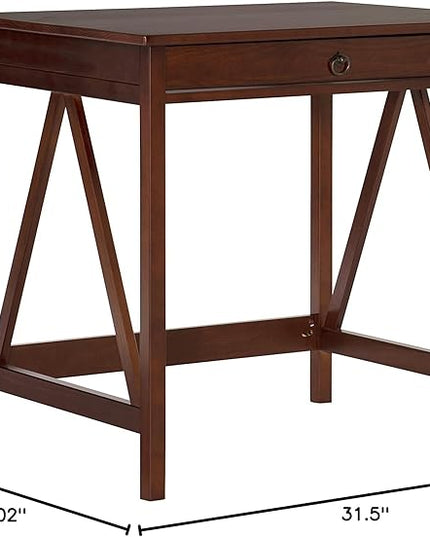 Linon Home Dcor Titian Laptop Desk, Antique Tobacco, 31.5" W x 24.02" D x 30" H - LeafyLoom