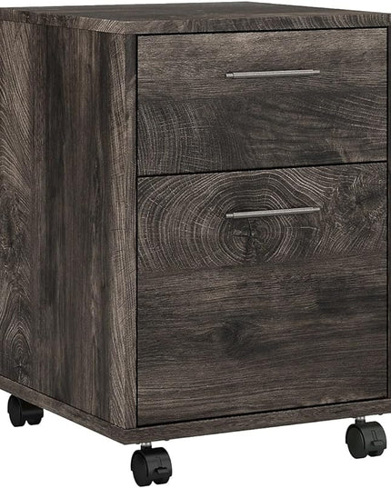Bush Furniture Key West 2-Drawer Mobile File Cabinet, Letter/Legal, Dark Gray Hickory, 16-Inch (KWF116GH-03) - LeafyLoom