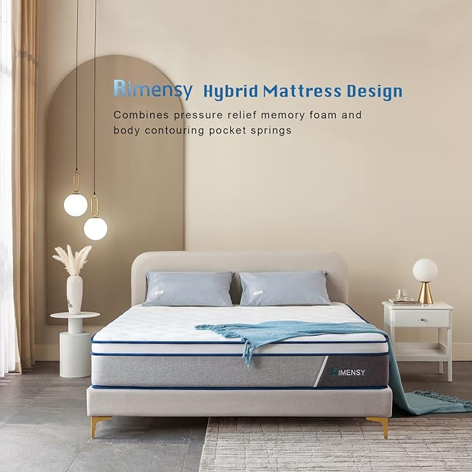 Rimensy Full Mattress,10 Inch Hybrid Mattress in a Box,Gel Memory Foam Mattress,Individually Wrapped Pocket Coils Innerspring Mattress for Motion Isolation,Medium Firm,Full Size Mattress,54"*75"*10" - LeafyLoom