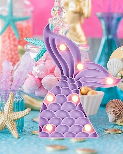Cute Mermaid Tail Night Light, Mermaid Party Supplies, Mermaid Birthday Party Decorations, Mermaid Lamp, Battery Operated Led Light, Mermaid Bedroom Decor for Girls,Plastic(Purple） - LeafyLoom