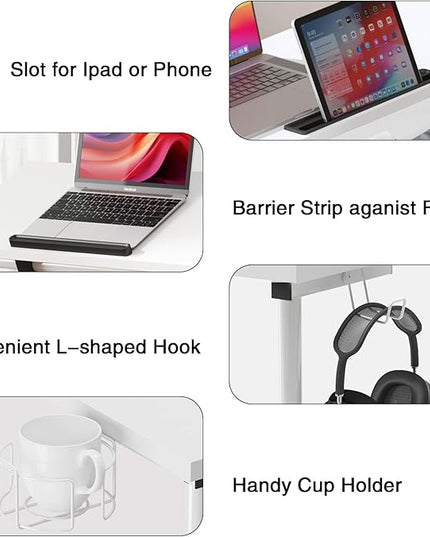 soges Mobile Laptop Sit-Stand Desk, Height Adjustable Standing Tiltable Top Desk, 31.5 inch Stand Up Computer Desk for Home Office, Small Rolling Desk with Cup Holder for Small Space, White - LeafyLoom