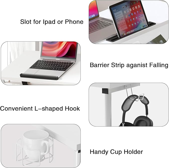 soges Mobile Laptop Sit-Stand Desk, Height Adjustable Standing Tiltable Top Desk, 31.5 inch Stand Up Computer Desk for Home Office, Small Rolling Desk with Cup Holder for Small Space, White - LeafyLoom