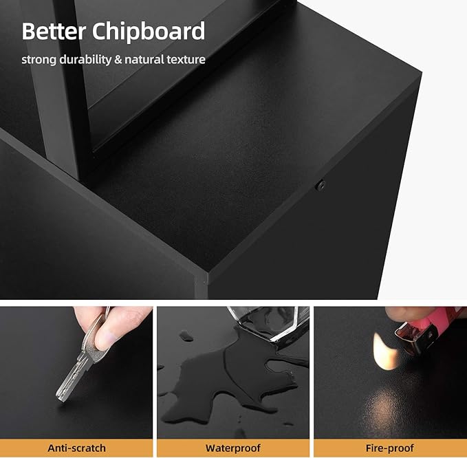 YITAHOME 5 Tiers Bookshelf, Modern S-Shaped Z-Shelf Style Bookshelves, Multifunctional Geometric Bookcase Storage Display Shelf for Living Room Bedroom Home Office, Black - LeafyLoom