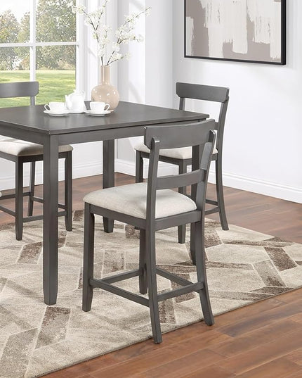 NicBex Kitchen Table Set for 4 Dining Table 5Pc Counter Height Dining Set Kitchen Wooden Top Table and Chairs Cushions Seats Ladder Back Chair Dining Room, Natural+Grey - LeafyLoom