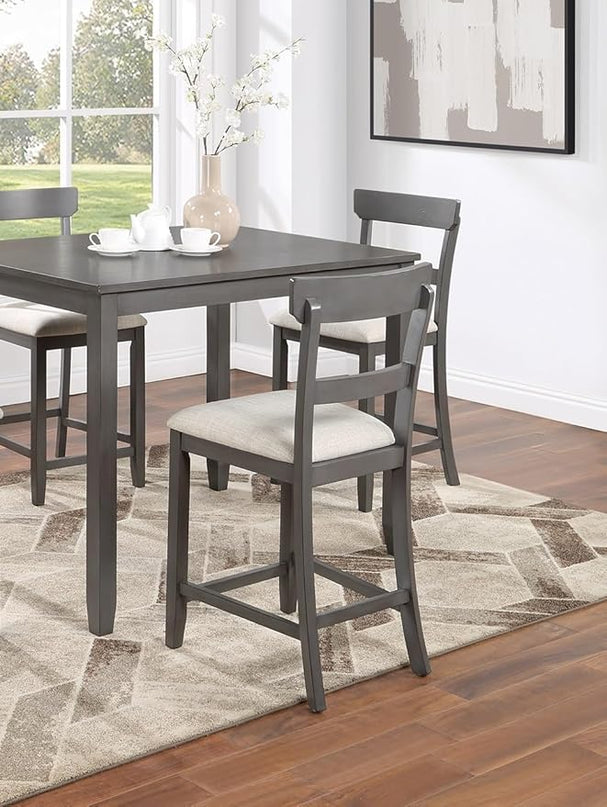 NicBex Kitchen Table Set for 4 Dining Table 5Pc Counter Height Dining Set Kitchen Wooden Top Table and Chairs Cushions Seats Ladder Back Chair Dining Room, Natural+Grey - LeafyLoom