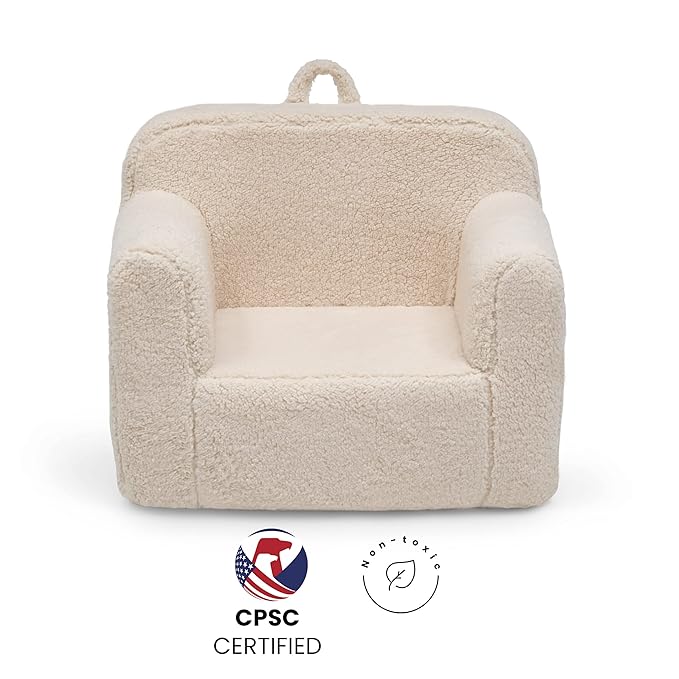 Delta Children Cozee Sherpa Chair, Cream - LeafyLoom