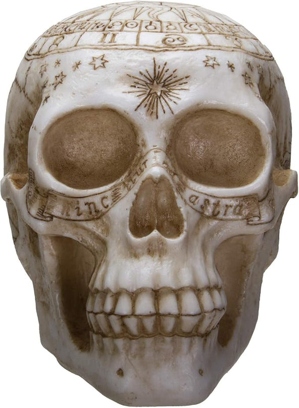Pacific Giftware Astrology Skull Home Decor LED Lamp with Two USB Charging Ports, White - LeafyLoom