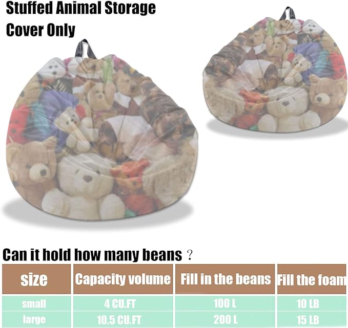 Kisoy Bean Bag Chair Cover (No Filler) Stuffed Animal Storage Bean Bag Cover Pets Dogs/Cats Lazy Beds. Washable Ultra Soft Corduroy Stuffed for Organizing Plush Toys or Textile, Sack Bean Bag - LeafyLoom