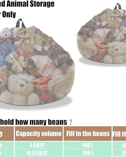 Bean Bag Chair Cover (No Filler) Stuffed Animal Storage Bean Bag Cover Pets Dogs/Cats Lazy Beds. Washable Ultra Soft Corduroy Stuffed for Organizing Plush Toys or Textile, Sack Bean Bag - LeafyLoom