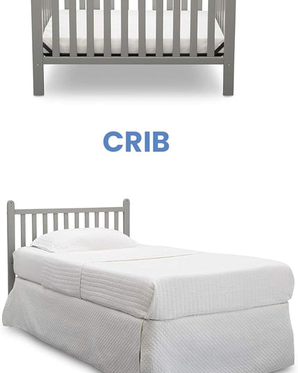 Delta Children Emery Mini Convertible Baby Crib with 2.75-inch Mattress, Grey - LeafyLoom
