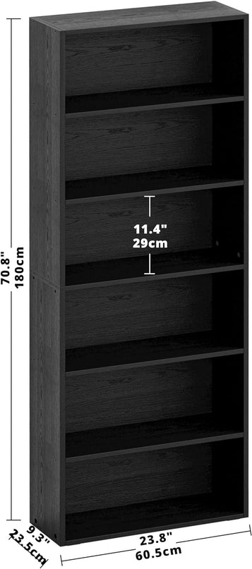 IRONCK Bookshelves and Bookcases Floor Standing 6 Tier Display Storage Shelves 70in Tall Bookcase Home Decor Furniture for Home Office, Living Room, Bed Room - LeafyLoom