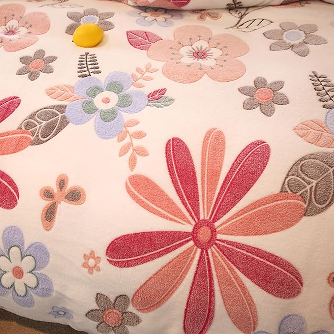 MorroMorn Twin Bedding Sets, Pink Floral Duvet Cover Set, Fluffy Comforter Covers, Colorful Flowers Blanket Ultra Soft Kawaii Cute for Girls Toddler Kids Teen Women Twin/Twin XL Size - LeafyLoom