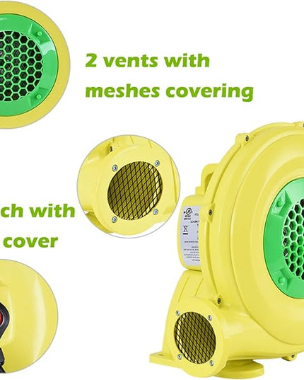350W Air Blower, Pump Fan Commercial Inflatable Bouncer Blower, Perfect for Inflatable Water Bounce House, Jumper, Bouncy Castle Yellow - LeafyLoom