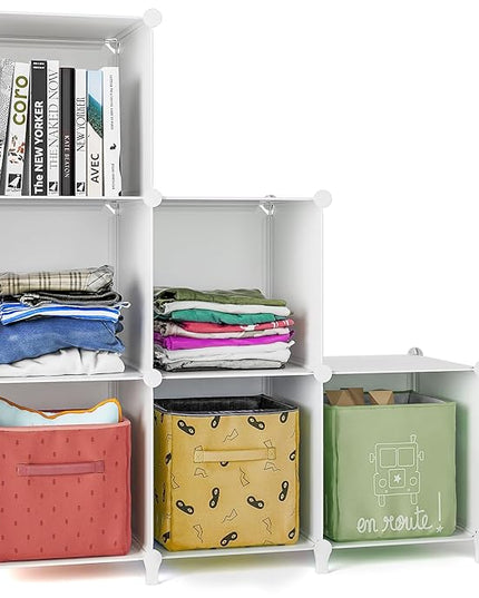 FUNLAX Cube Storage, 6 Storage Cubes Closet Organizers and Storage Portable Cube Storage Organizer Plastic Bookshelf Bookcase for Study Room, Bedroom, Office, White - LeafyLoom