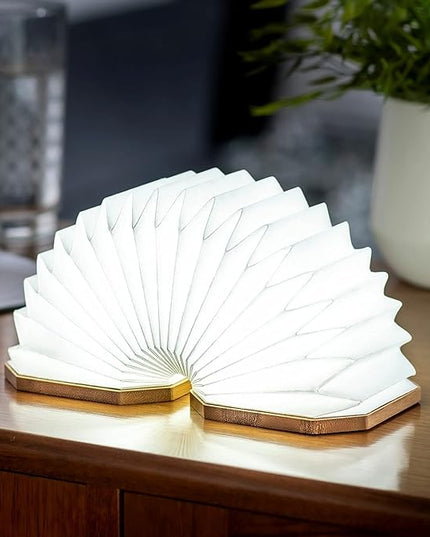 Gingko Natural Bamboo Wood Smart Accordion Lamp - LeafyLoom