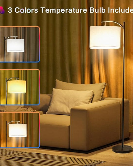 Led Floor Lamps for Living Room: Tall Standing Lamp for Bedroom - Dimmable Smart APP Control - RGB Corner Light with Modern Lampshade - LeafyLoom