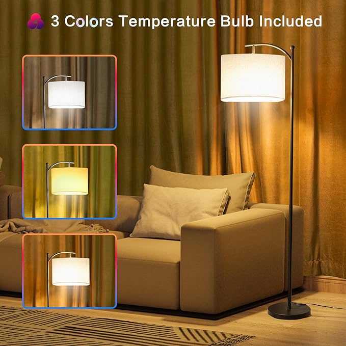 Led Floor Lamps for Living Room: Tall Standing Lamp for Bedroom - Dimmable Smart APP Control - RGB Corner Light with Modern Lampshade - LeafyLoom