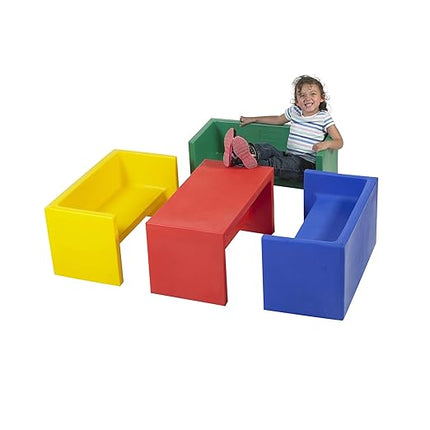 Children's Factory Adapta-Bench, CF910-031, Green, Kids Flexible Seating, Classroom, Preschool and Daycare Furniture, Indoor or Outdoor Toddler Chairs - LeafyLoom