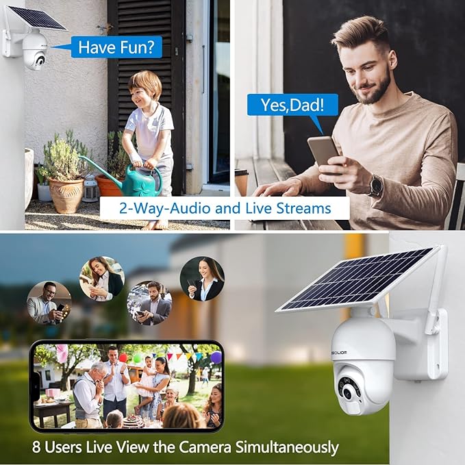 SOLIOM S800C-4G LTE Cellular Security Camera Outdoor,Pan Tilt 360° View 1080p Wireless Solar Powered, Spotlight Color Night Vision, 2 Way Talk,PIR Motion Detection SOLIOM