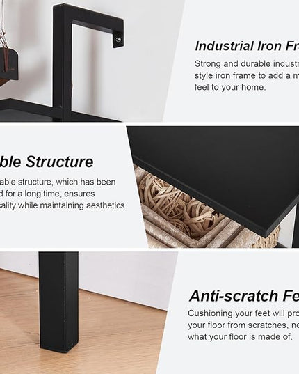 HOMISSUE Corner Bookshelf, 12-Tier L Shaped Bookshelf, Double Wide Corner Wall Mount Bookcase with Metal Frame and Wood, Modern Industrial Corner Shelf for Living Room, Kitchen, Home Office Black - LeafyLoom