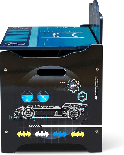 Batman Deluxe Toy Box by Delta Children Greenguard Gold Certified, Black/Blue - LeafyLoom