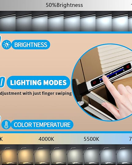 LED Desk Lamp,Swing arm with clamp11W,10 Color Modes Touch Control,Table Lamps with 10 Levels Brightness,Reading Desk Lamps 360 Degree Spin with USB Adapter & Memory Function Silver - LeafyLoom